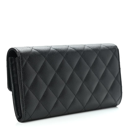 Chanel Caviar Quilted Crystal CC Large Gusset Flap Wallet Black 3 of 9