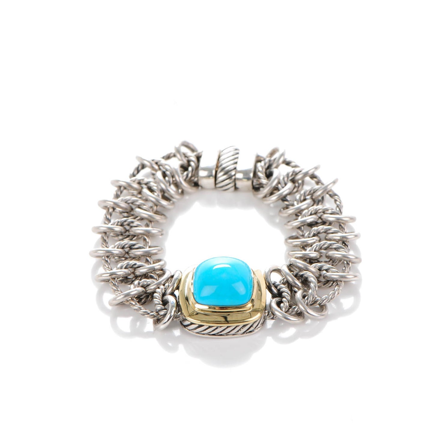 Sterling Silver 18K Yellow Gold Turquoise 14mm Albion Bracelet