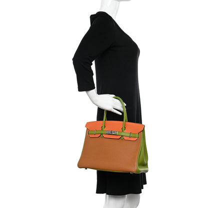 Hermes Togo Birkin 30 Gold Vert Anis Orange 2 of 13