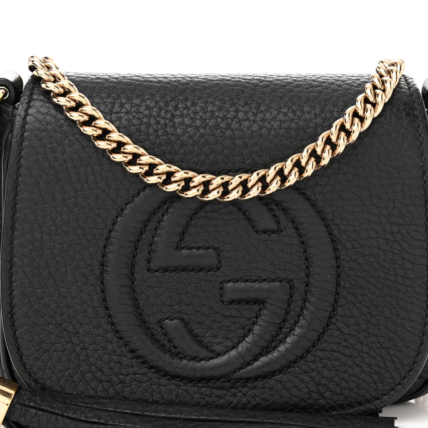 Pebbled Calfskin Small Soho Flap Crossbody Black