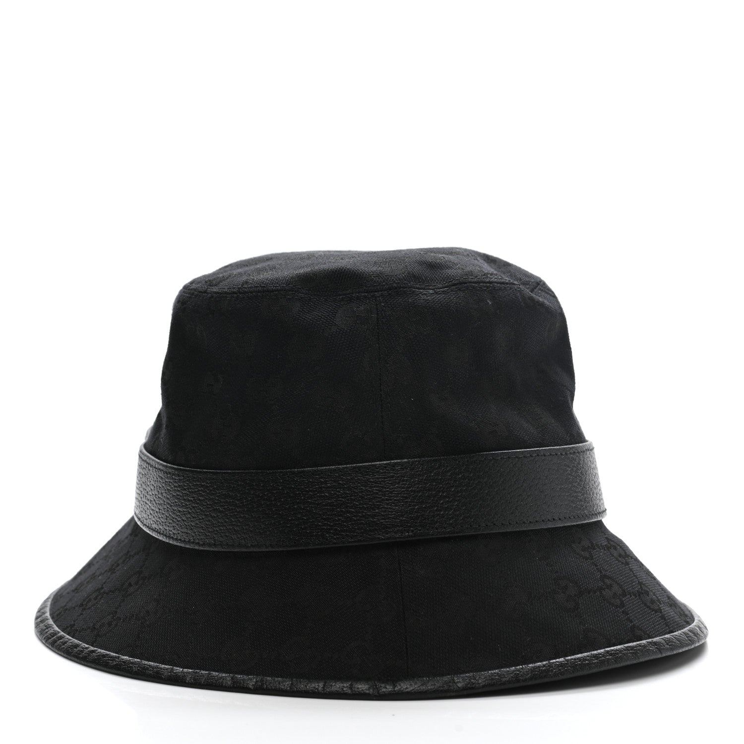 Gucci Monogram Textured Dollar Calfskin GG Jago Bucket Hat L Black 6 of 11