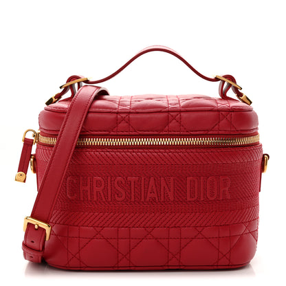 Christian Dior Lambskin Cannage Small Diortravel Vanity Case  Red 1 of 10
