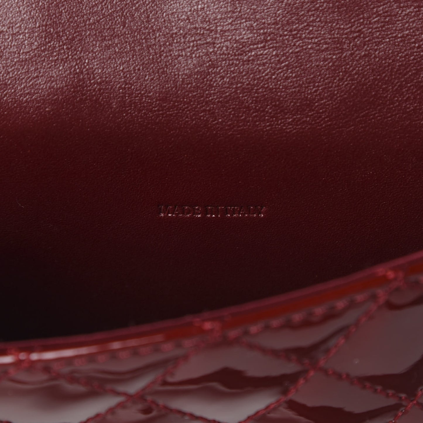 Patent Calfskin Quilted Mini Crossbody Bag Dark Red