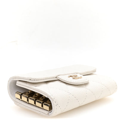 Chanel Caviar Quilted Classic 4 Key Holder Wallet White 4 of 9