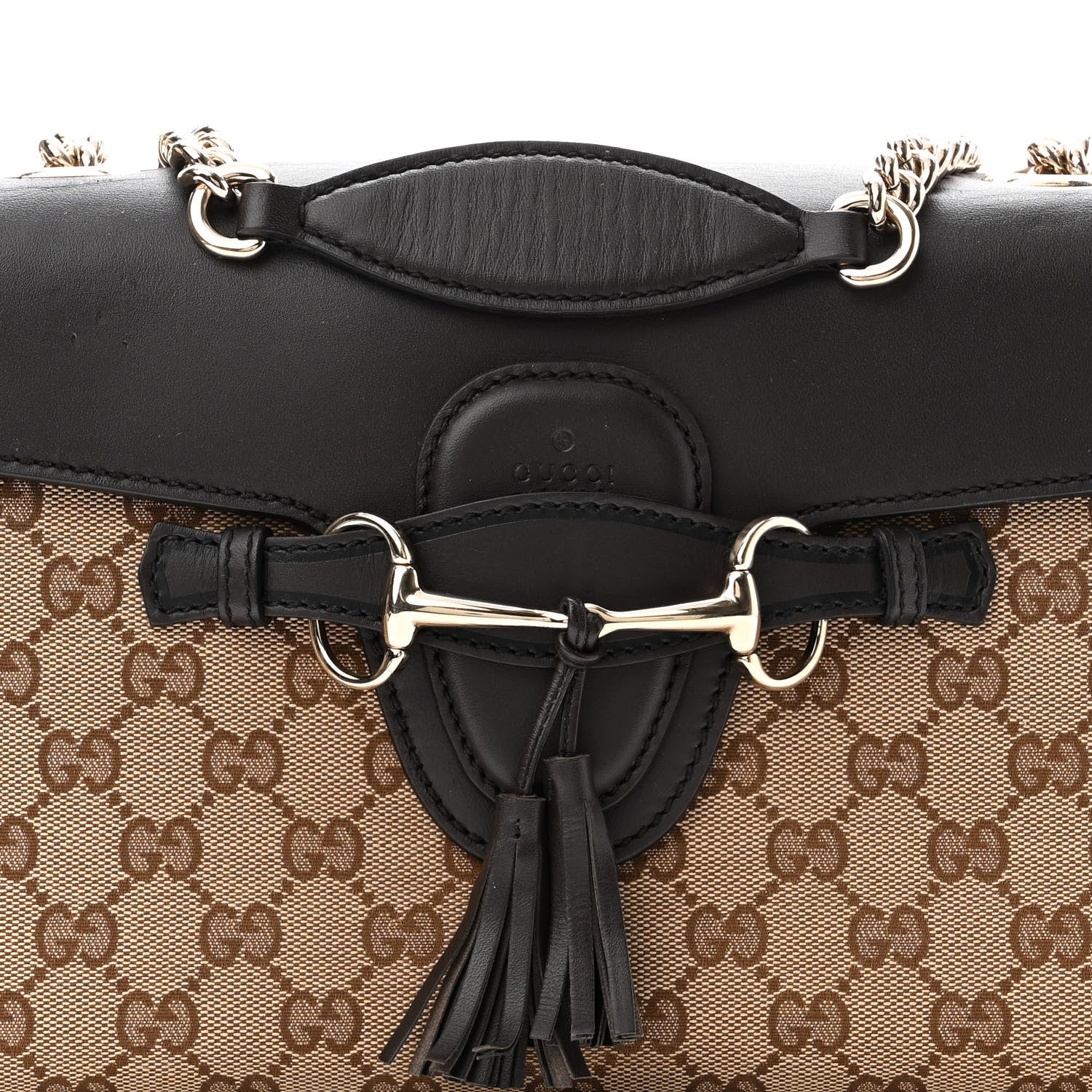 Gucci Monogram Margaux Calfskin Medium Emily Chain Shoulder Bag Beige Ebony Cocoa 8 of 10