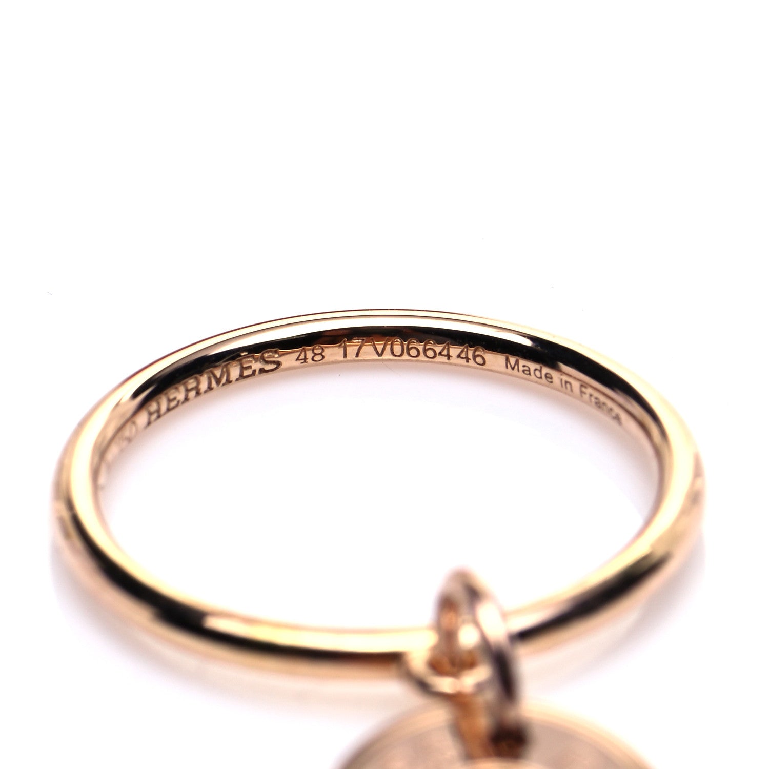 Hermes 18K Rose Gold Diamond Gambade Ring 48 4.5 6 of 7