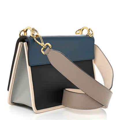 Fendi Vitello Century Opaco F is Fendi Kan I Shoulder Bag Blue Beige Black 3 of 9