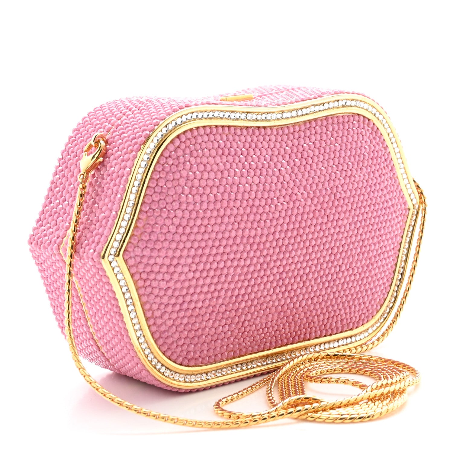 Judith Leiber Swarovski Crystal Minaudière Clutch Pink 3 of 10