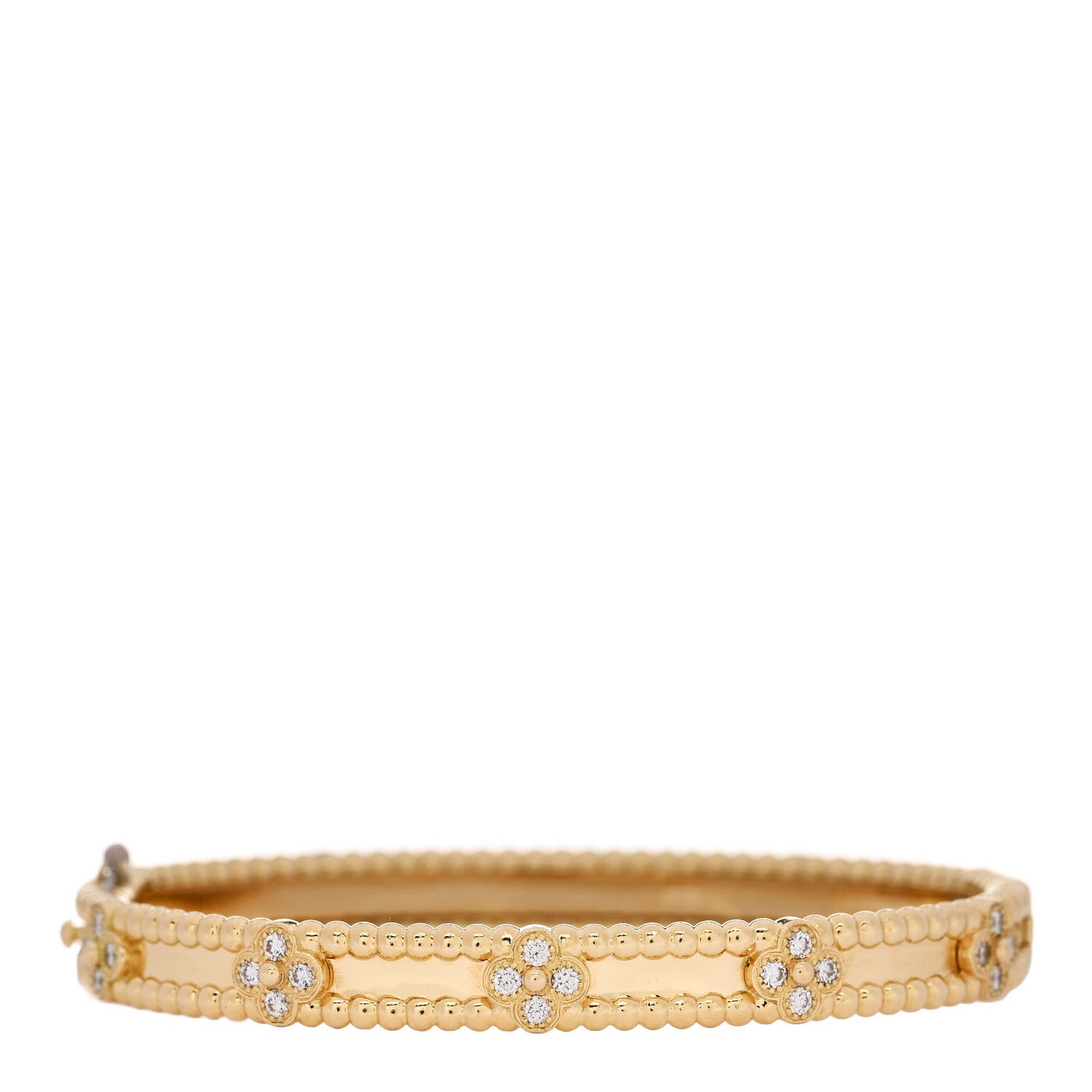 Van Cleef & Arpels 18K Yellow Gold Diamond Perlee Sweet Clovers Bracelet XS 1 of 4