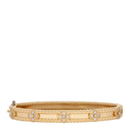 Van Cleef & Arpels 18K Yellow Gold Diamond Perlee Sweet Clovers Bracelet XS 1 of 4