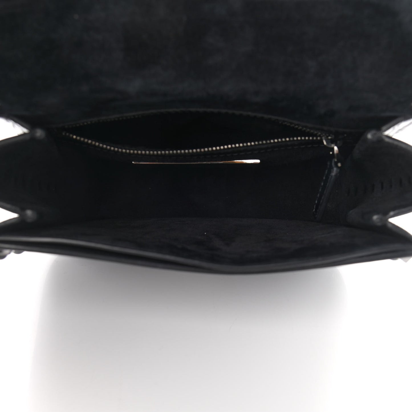Craquele Calfskin Guitar Strap Rockstud Rolling Shoulder Flap Messenger Bag Black