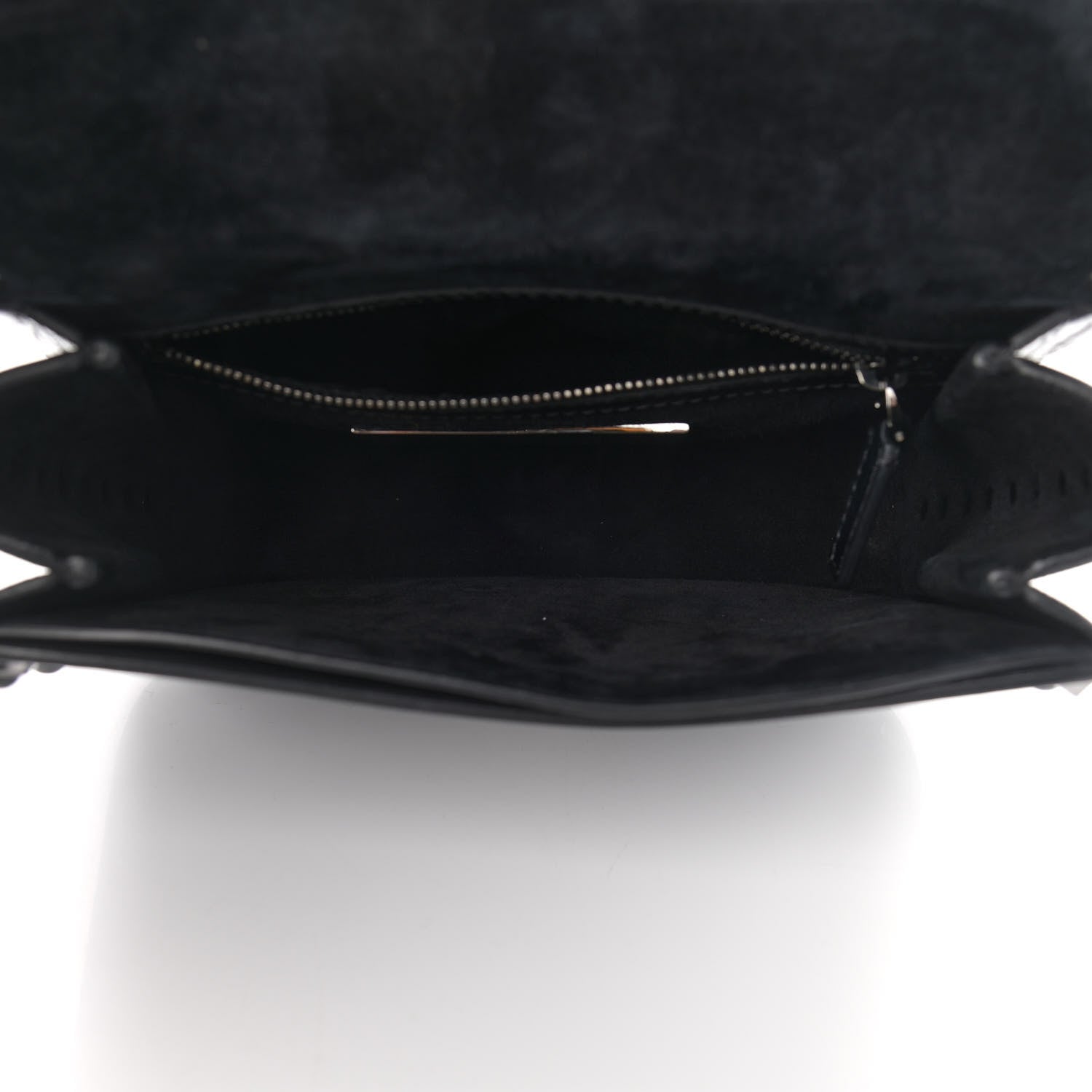 Valentino Garavani Craquele Calfskin Guitar Strap Rockstud Rolling Shoulder Flap Messenger Bag Black 4 of 11