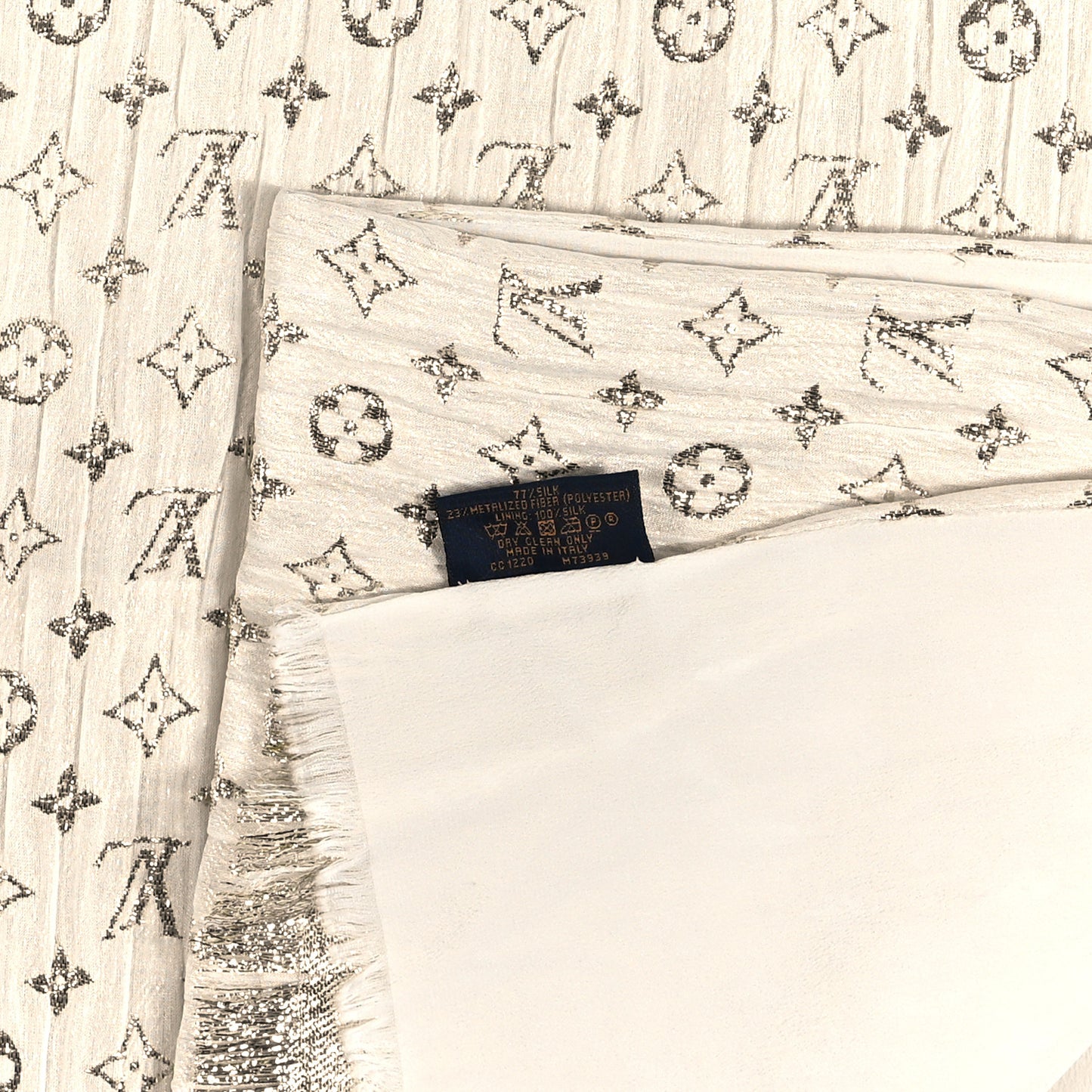 Silk Monogram So Glitter Stole White