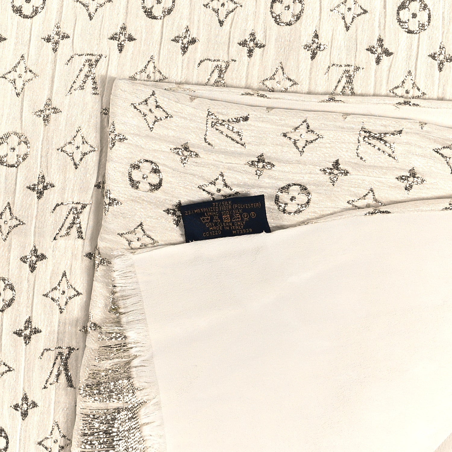 Louis Vuitton Silk Monogram So Glitter Stole White 4 of 4