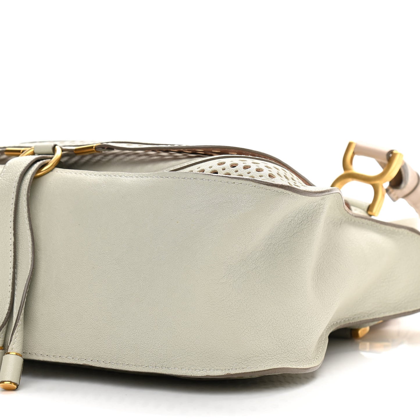 Calfskin Perforated Medium Marcie Satchel Grey