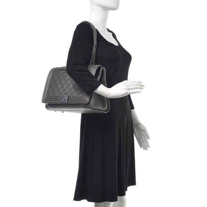 Chanel Calfskin Stitched Large Boy Shopping Tote Grey 2 of 8
