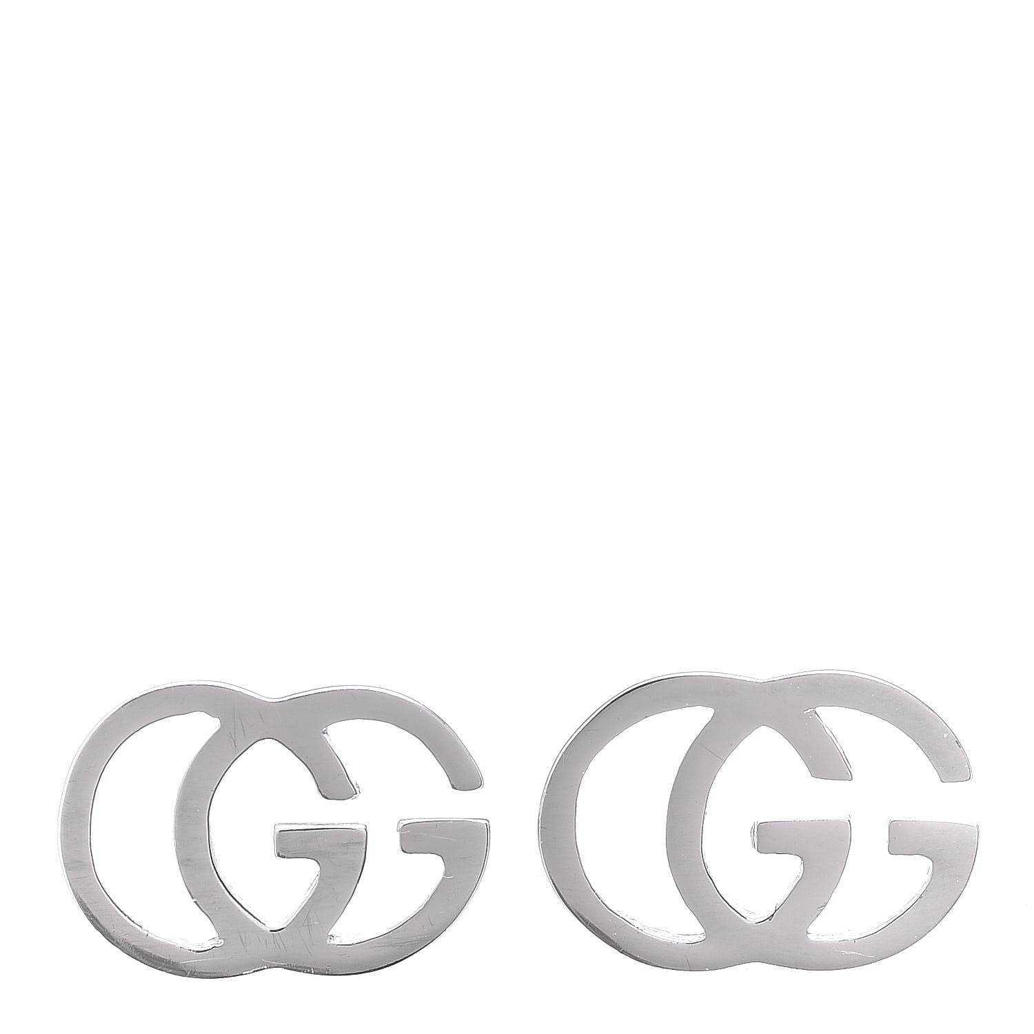 Gucci 18K White Gold GG Tissue Stud Earrings 1 of 6