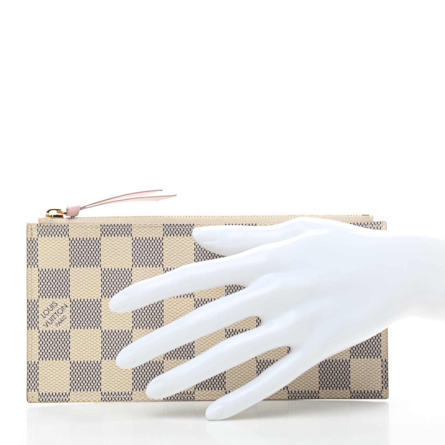 Damier Azur Felicie Chain Wallet Zippered Insert Rose Ballerine