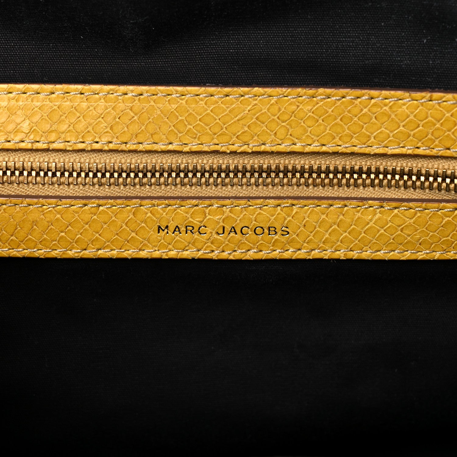 Marc Jacobs Python Embossed Calfskin Quilted Studded Stam Yellow 6 of 21