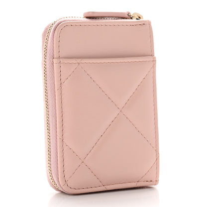 Chanel Lambskin Quilted Chanel 19 Vertical Zip Card Holder Wallet Light Pink 3 of 8