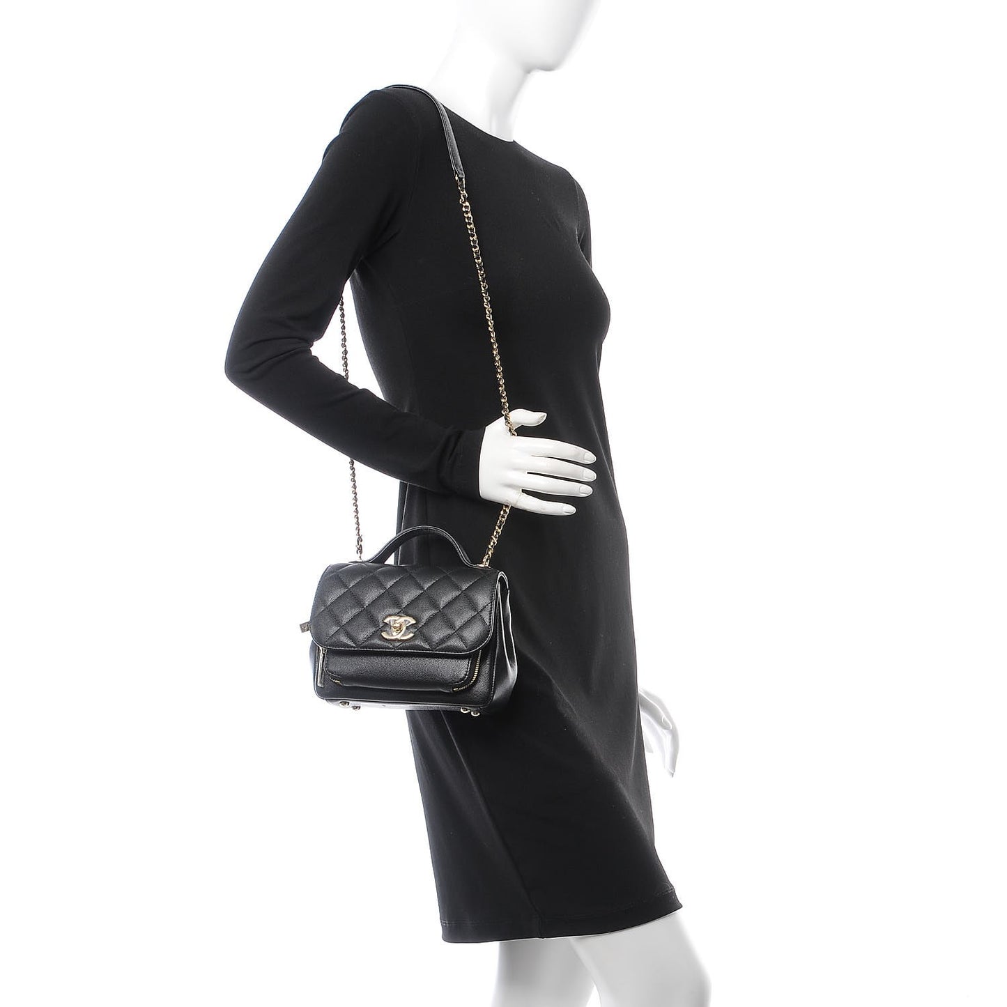 Caviar Quilted Small Business Affinity Flap Black