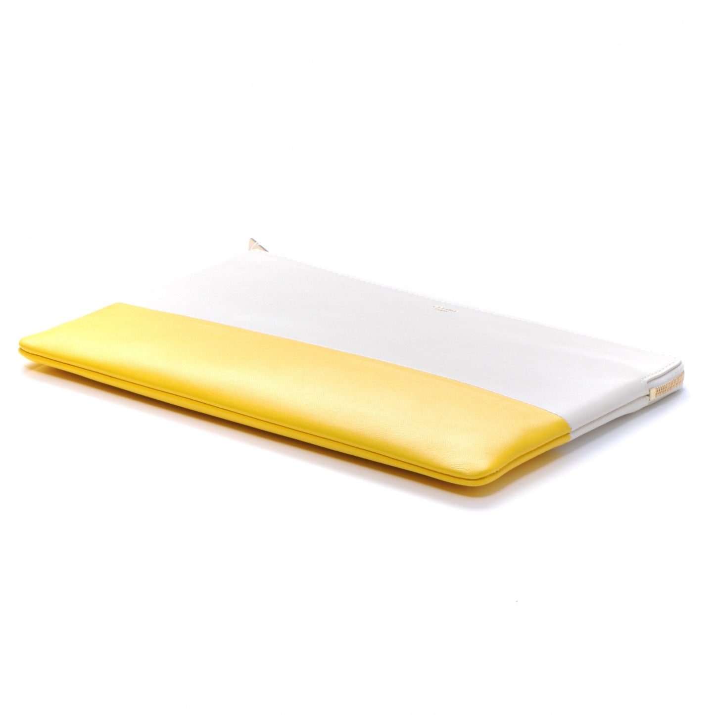 Lambskin Bi-Color Solo Clutch Pouch White Yellow