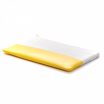Celine Lambskin Bi-Color Solo Clutch Pouch White Yellow 3 of 8