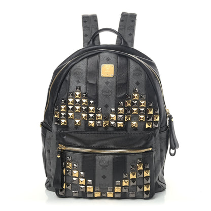 MCM Striped Visetos Studded Medium Stark M Backpack Black Phantom Grey 1 of 4