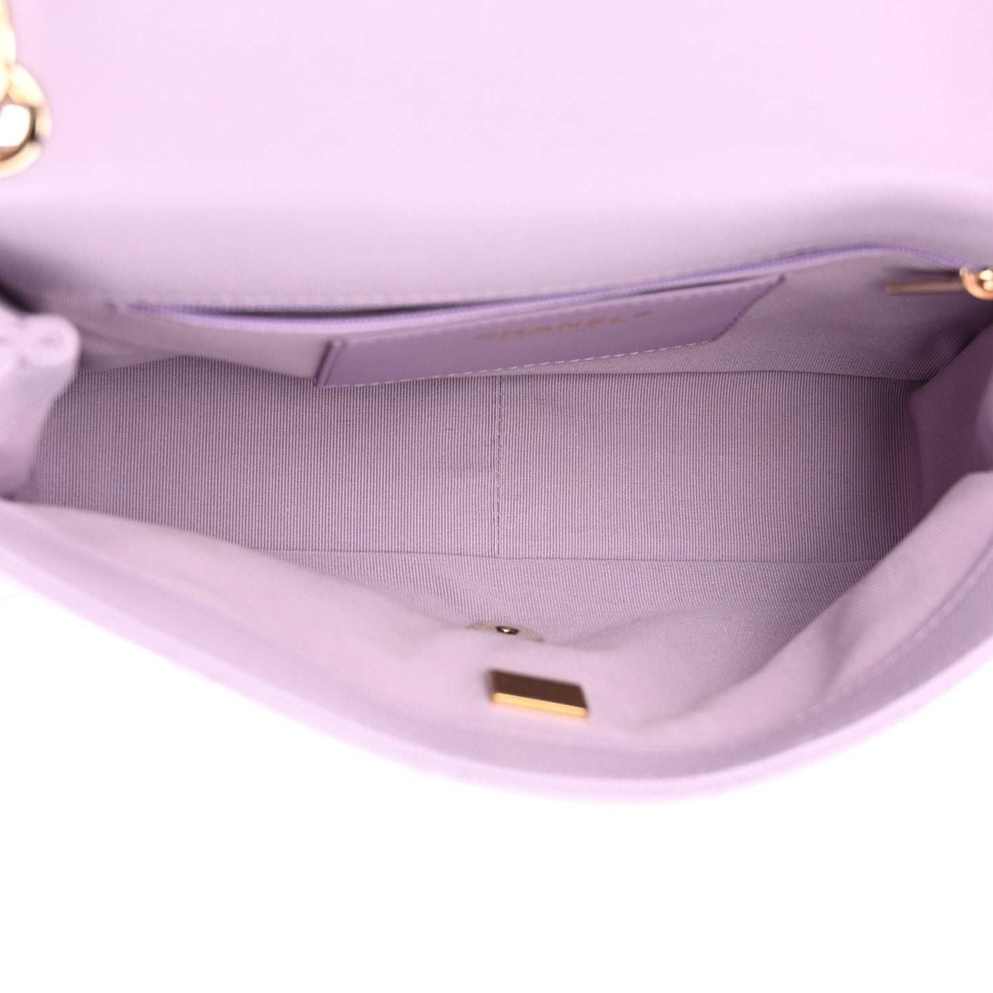 Caviar Quilted Dual Handle Chain Flap Bag Light Purple