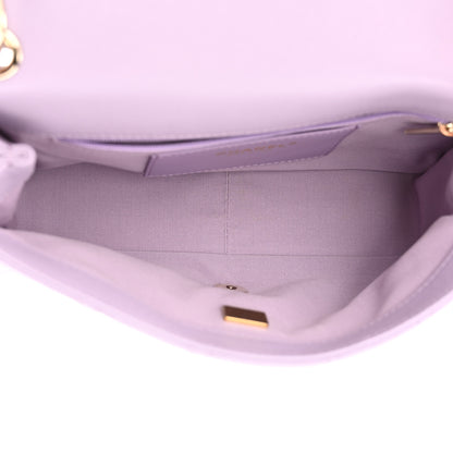 Chanel Caviar Quilted Dual Handle Chain Flap Bag Light Purple 5 of 10