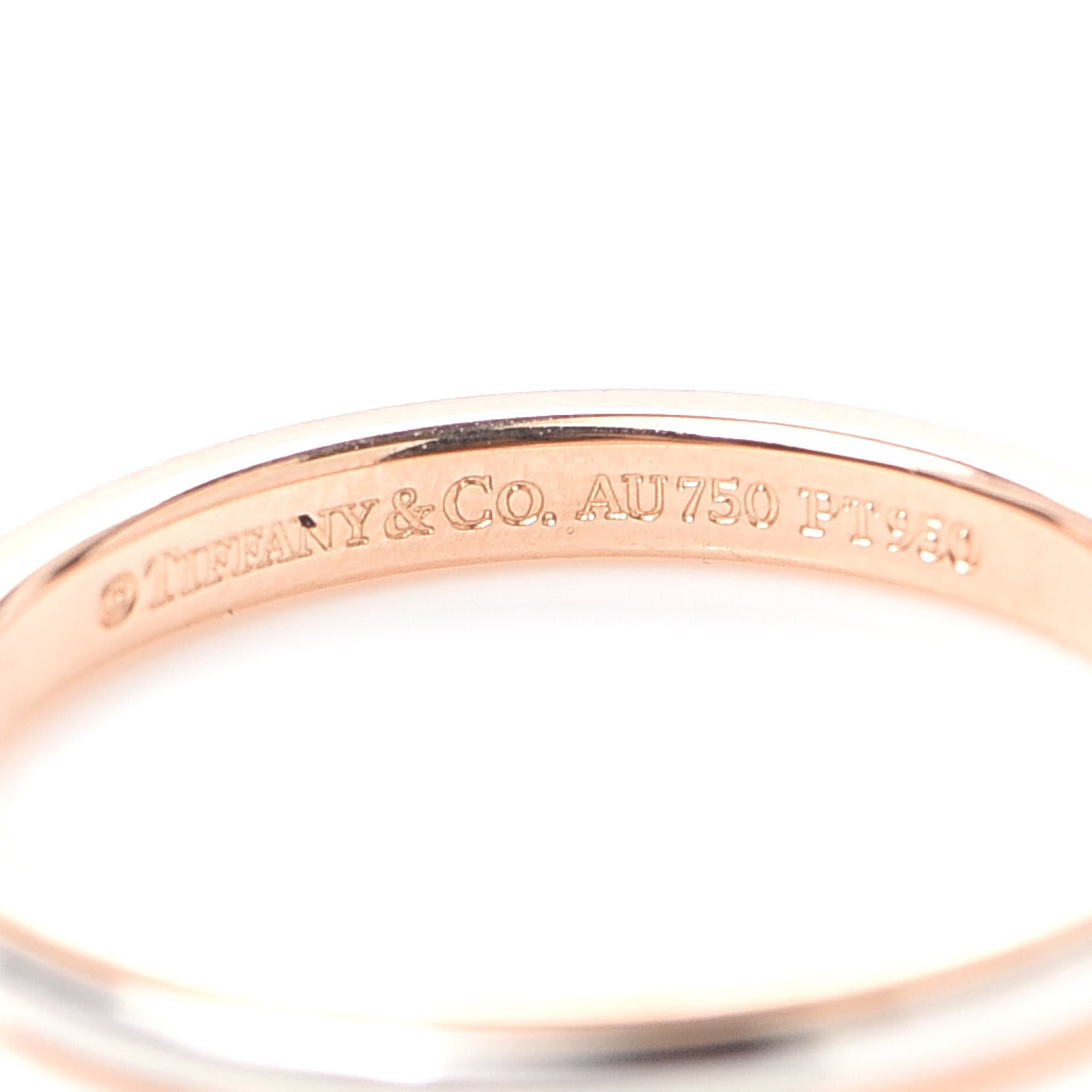 Tiffany Platinum 18K Rose Gold Lucida 2mm Band Ring 47 4 4 of 4