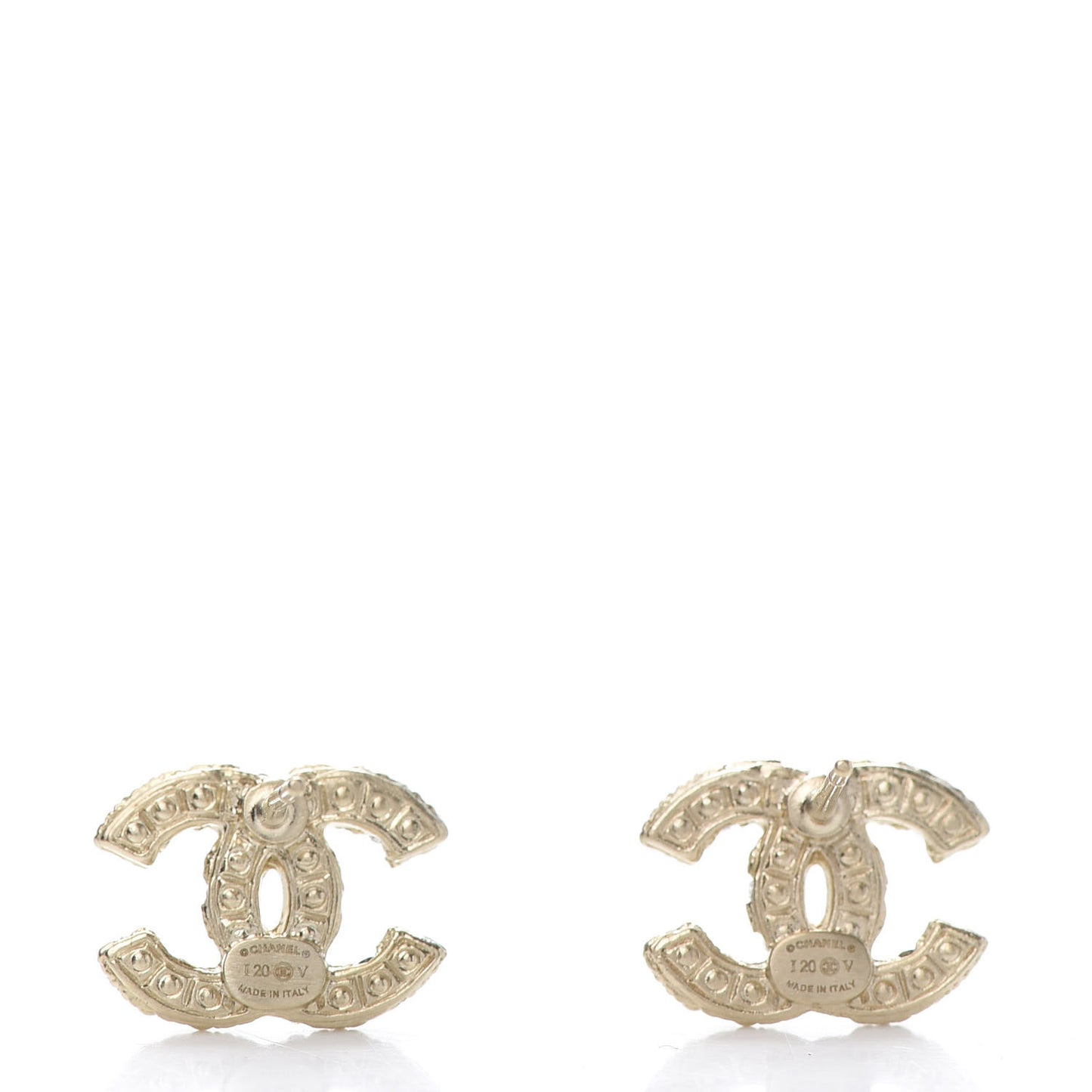Metal Graduated Pearl Crystal CC Earrings Light Gold