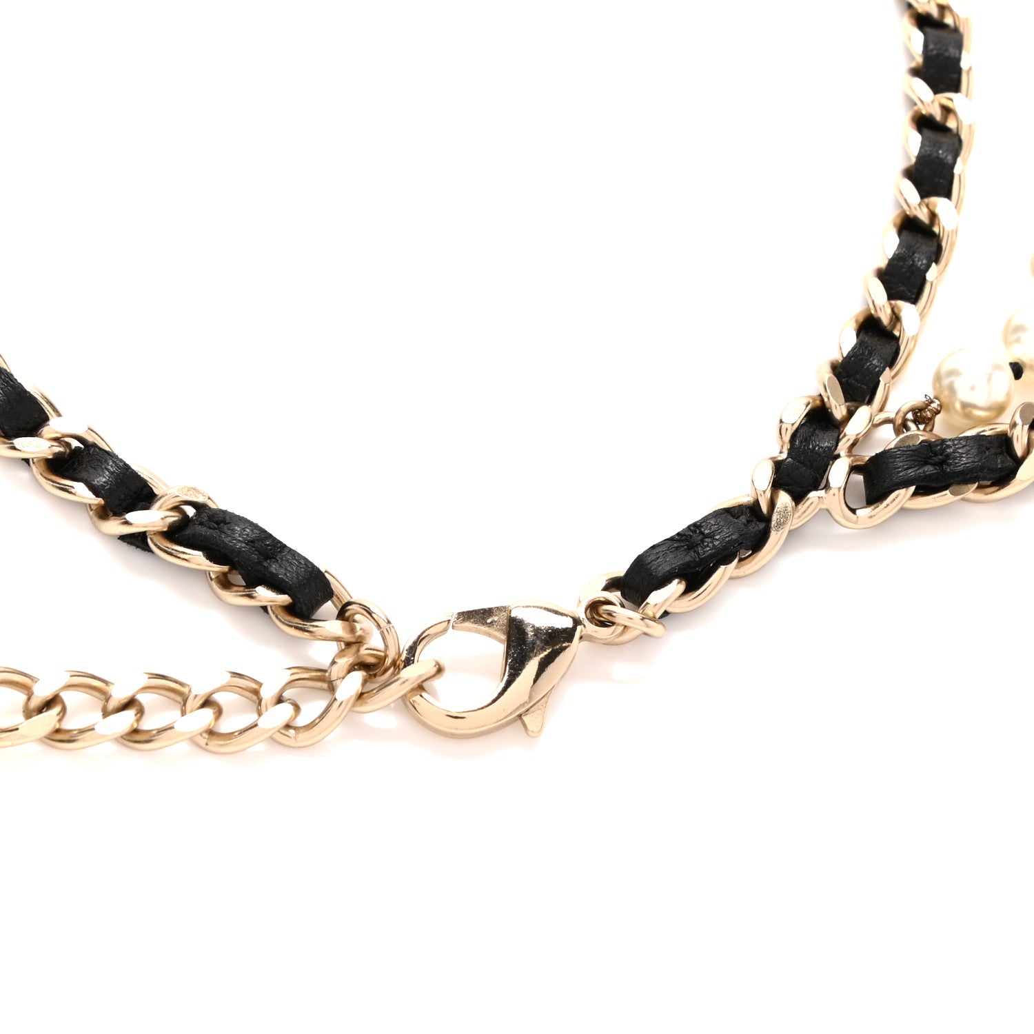 Chanel Lambskin Pearl Chain CC Fancy Belt Black Gold 3 of 5