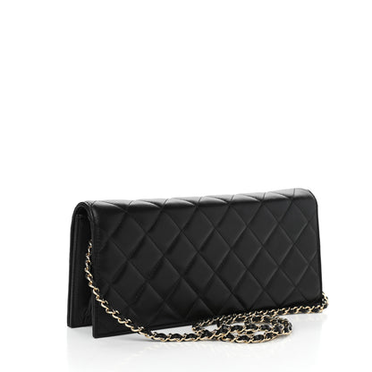 Chanel Lambskin Enamel Camellia Clutch With Chain Black 3 of 11