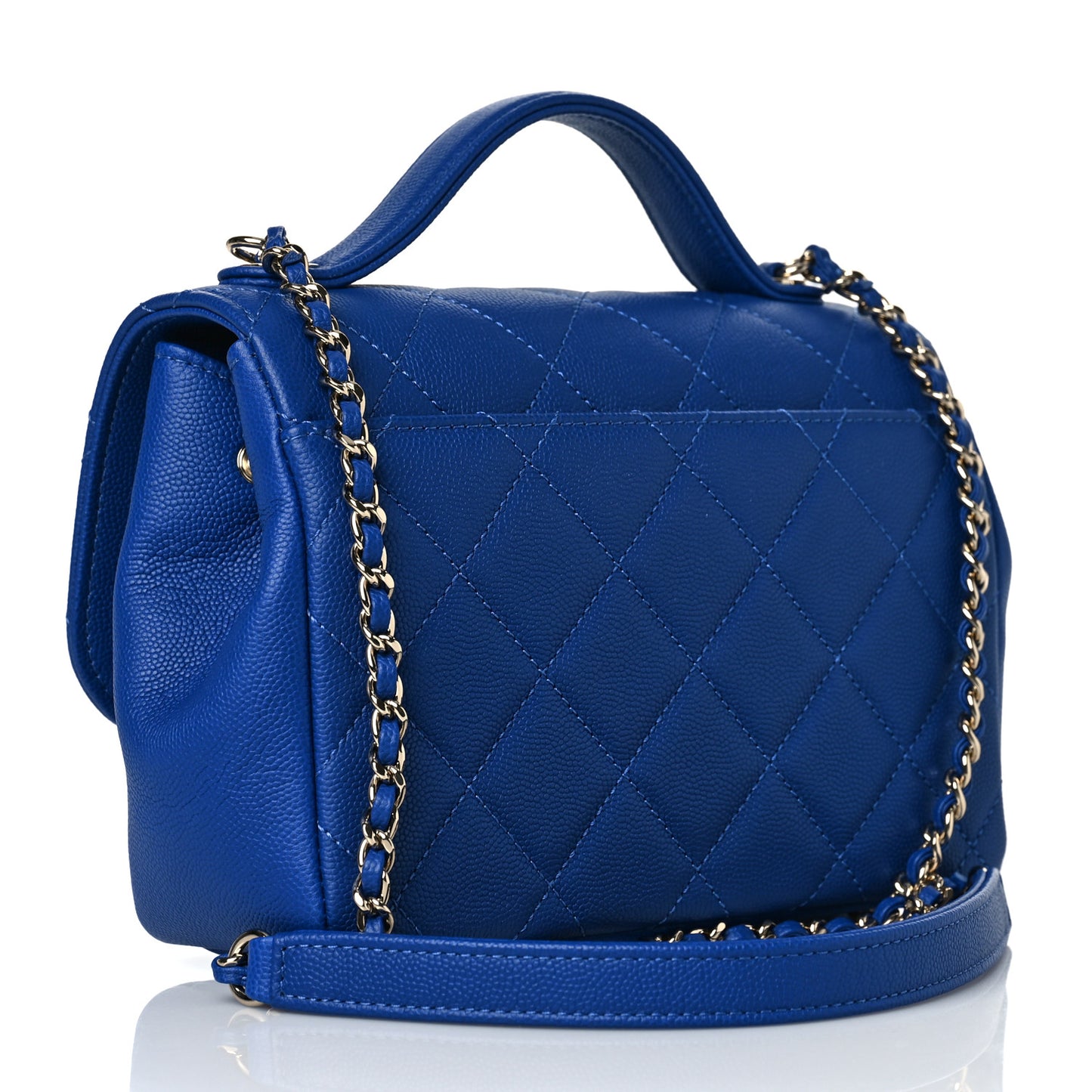 Caviar Quilted Small Business Affinity Flap Dark Blue
