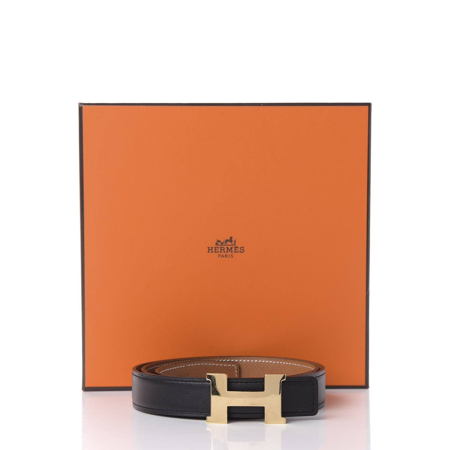 Hermes Swift Epsom 24mm Constance H Belt 80 Gold Black 8 of 8