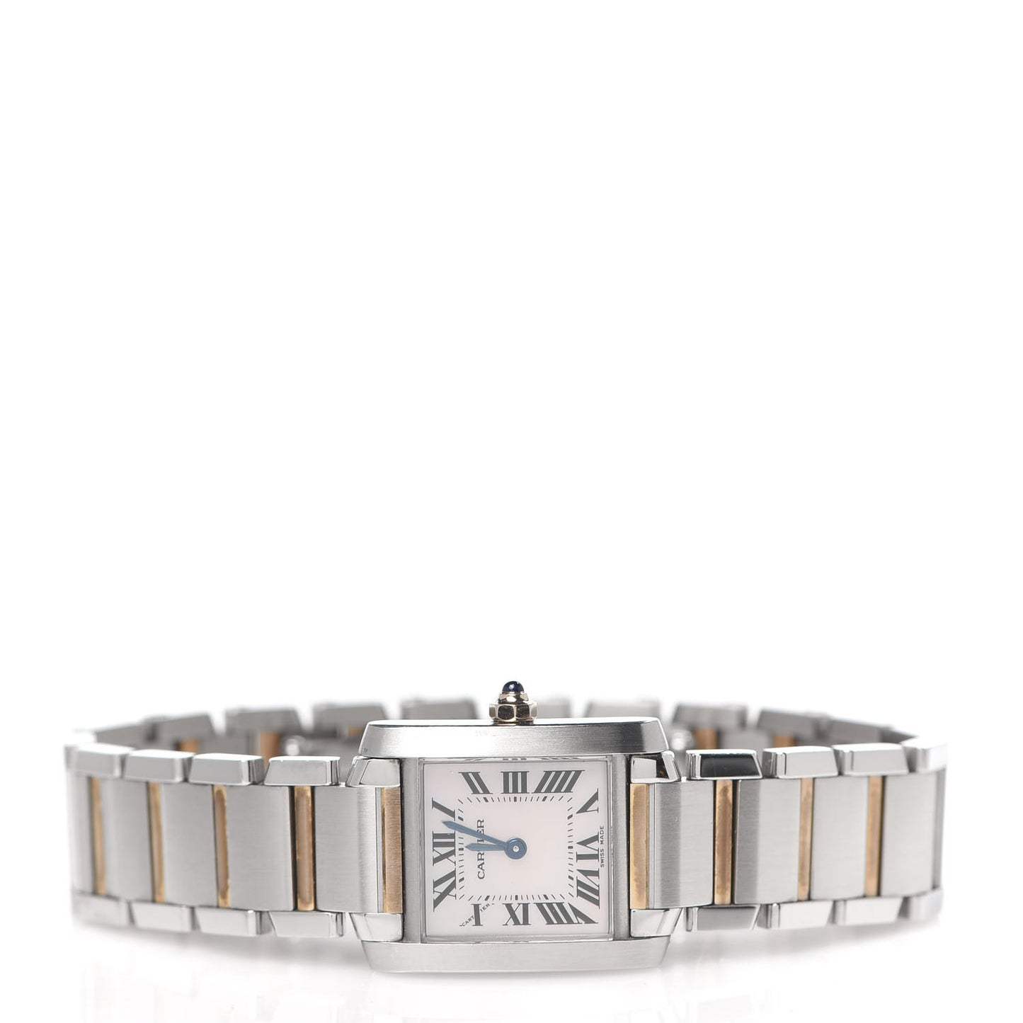 Stainless Steel 18K Pink Gold Mother of Pearl 20mm Tank Francaise Quartz Watch