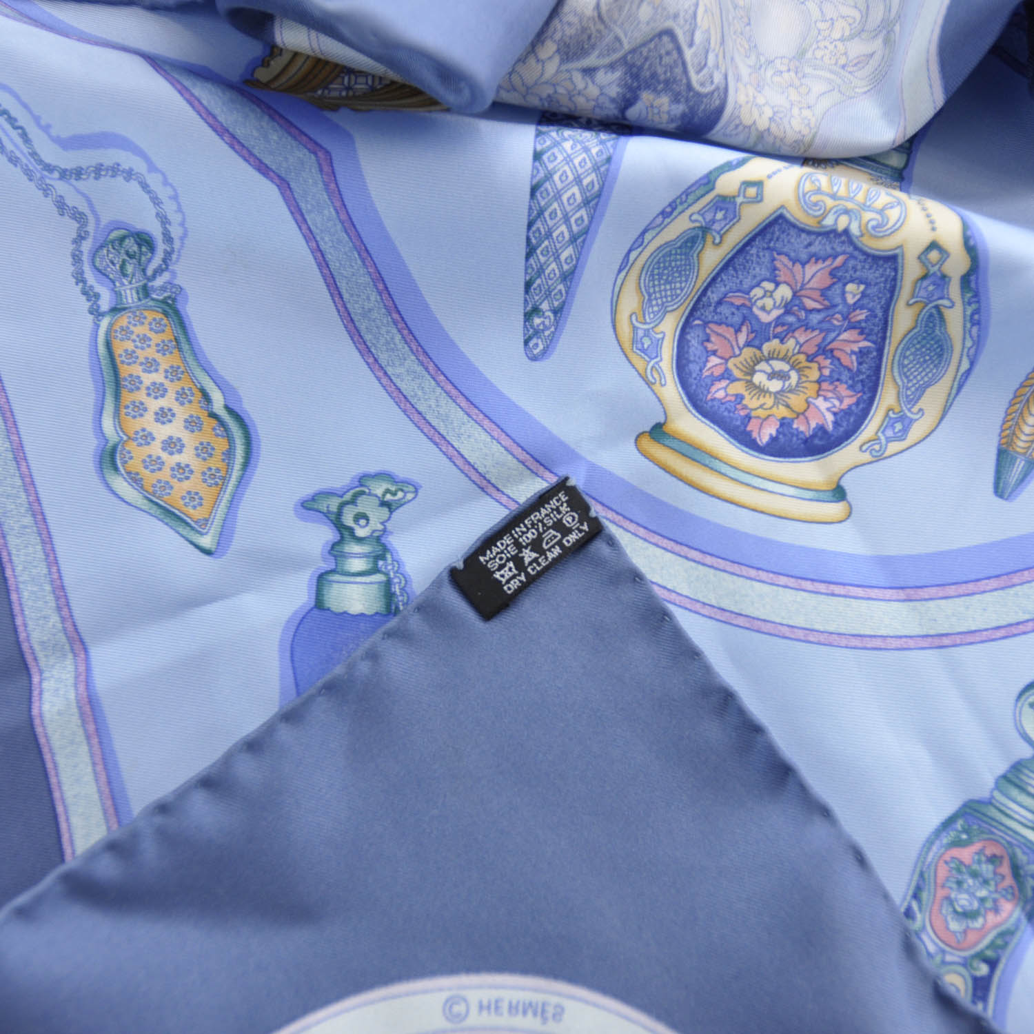 Hermes Silk Qu Importe Le Flacon Scarf 90 Bleu 6 of 7