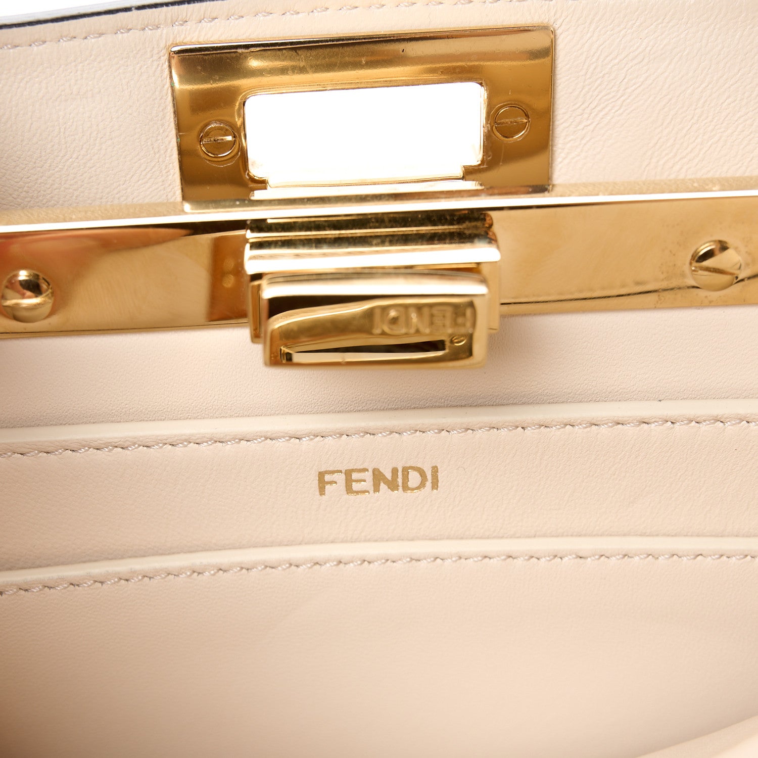 Fendi Vitello Seta Shiny Nappa Small Peekaboo I SEE U Satchel Azzurro Baby Camelia 7 of 11