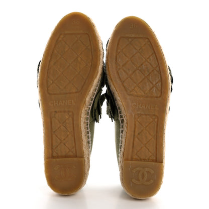 Chanel Fabric Camellia CC Espadrilles 36 Khaki 5 of 6