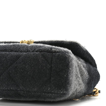 Chanel Wool Quilted Medium Chanel 19 Flap Black Grey 11 of 11