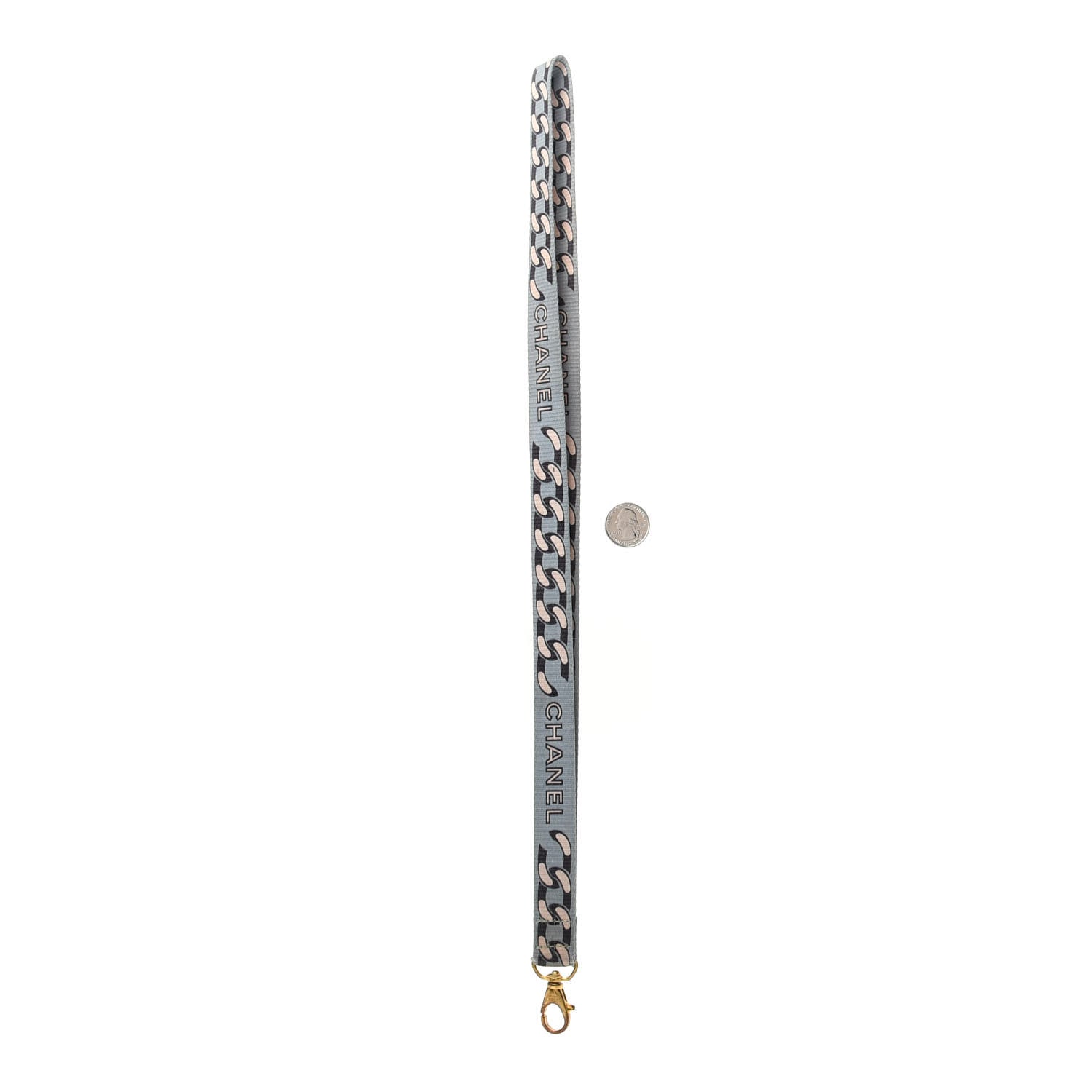 Chanel CC Lanyard Necklace Blue Gold 2 of 5