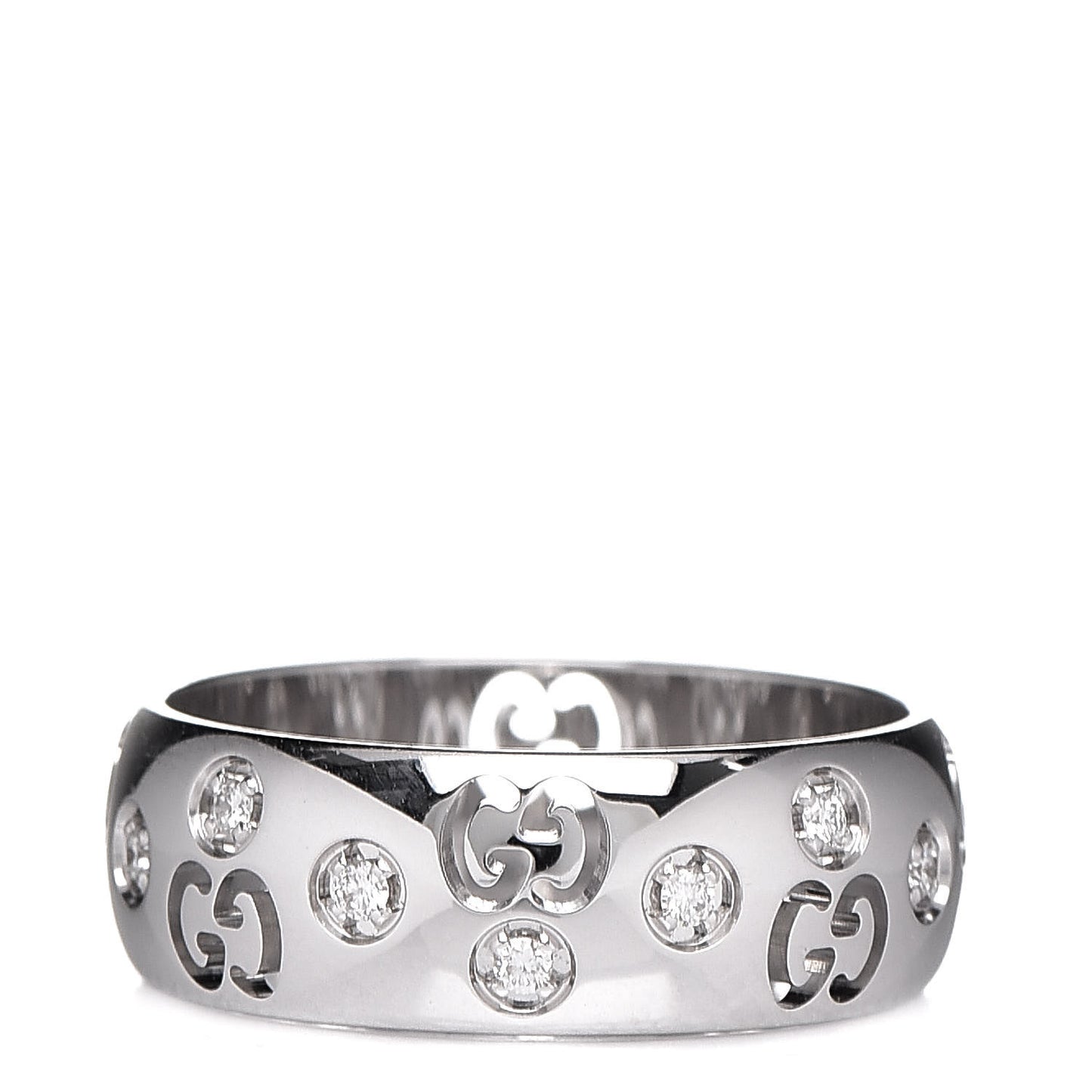 18K White Gold Diamond 6mm Icon Band Ring 50 5.25