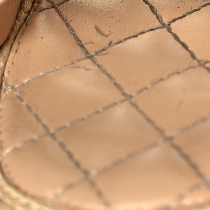 Chanel Cord Lambskin Quilted Logo Sandals 38 Beige 9 of 10