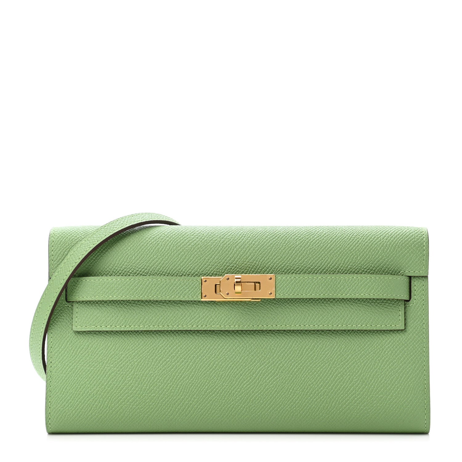 Hermes Epsom Verso Kelly Wallet To Go Vert Criquet Bleu Brume 1 of 4