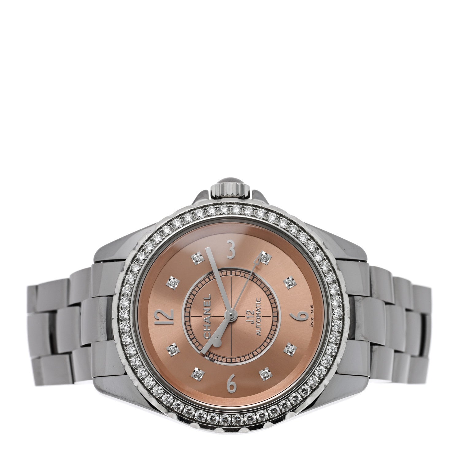 Chanel Titanium Ceramic Diamond Bezel 38mm J12 Automatic Watch Pink 2 of 4