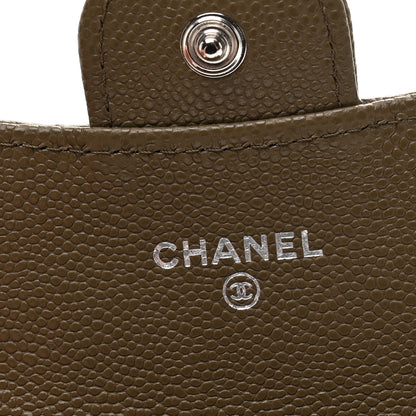 Chanel Caviar Quilted Flap Card Holder Wallet Dark Khaki 6 of 9