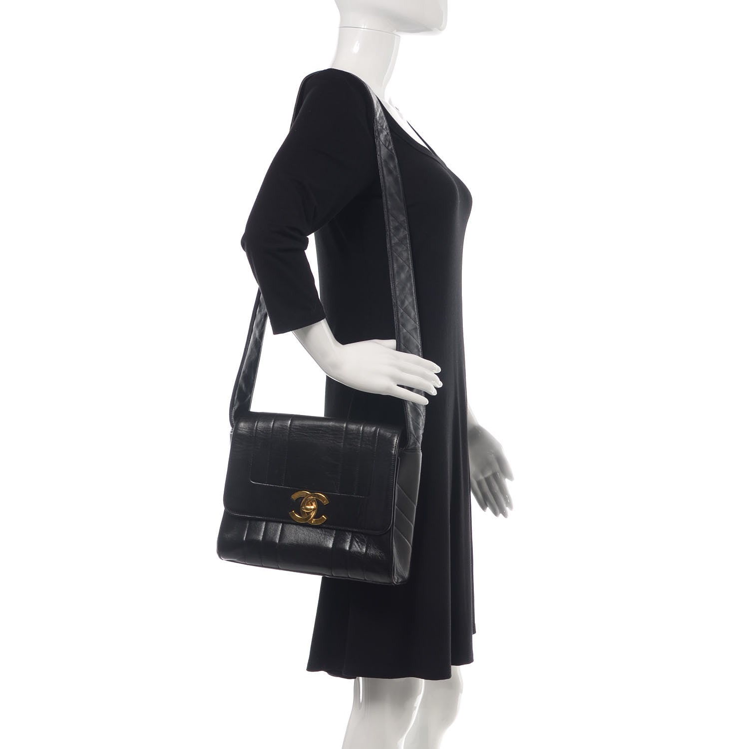 Chanel Lambskin Vertical Quilted CC Flap Shoulder Bag Black 2 of 18