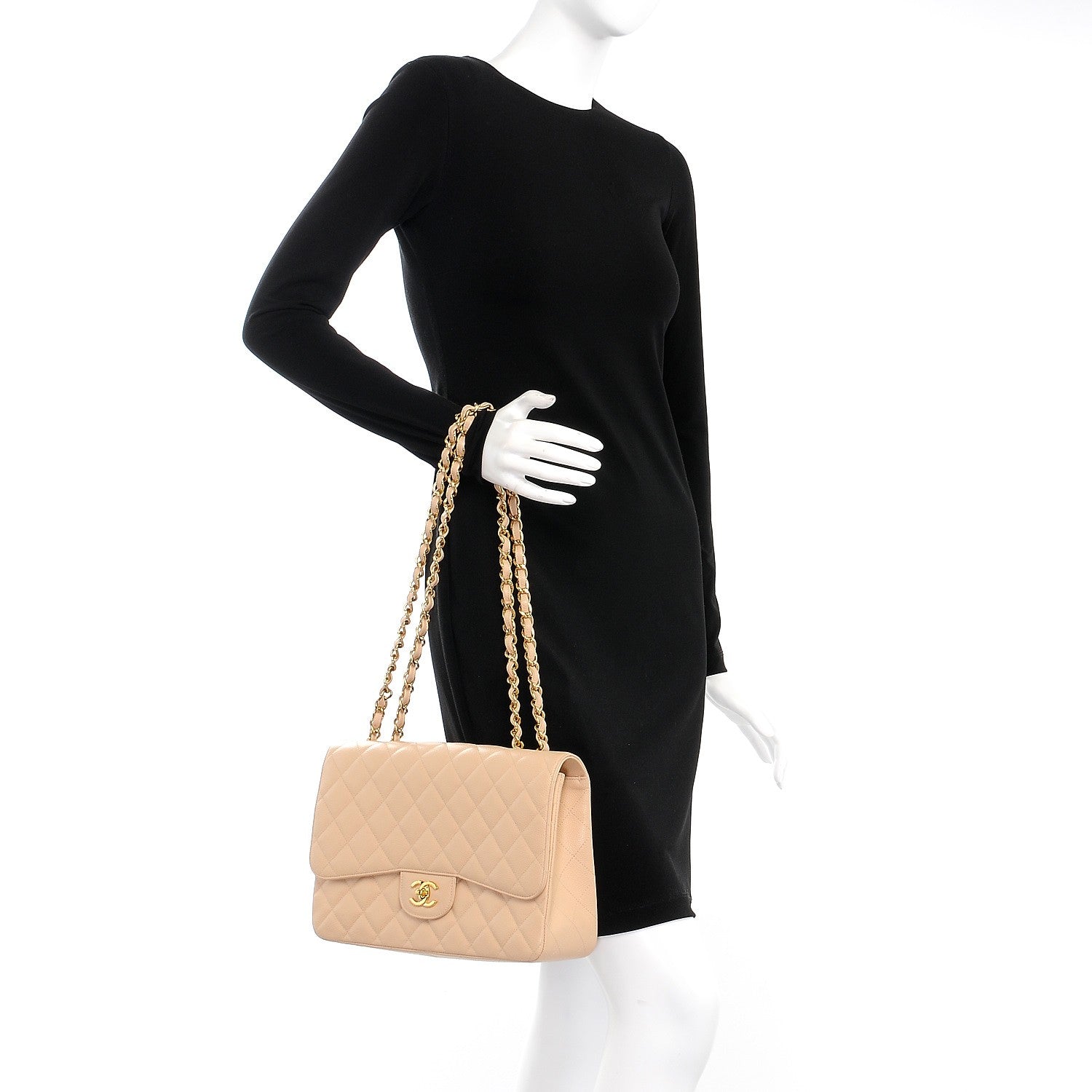 Chanel Caviar Quilted Jumbo Single Flap Beige Clair 3 of 9