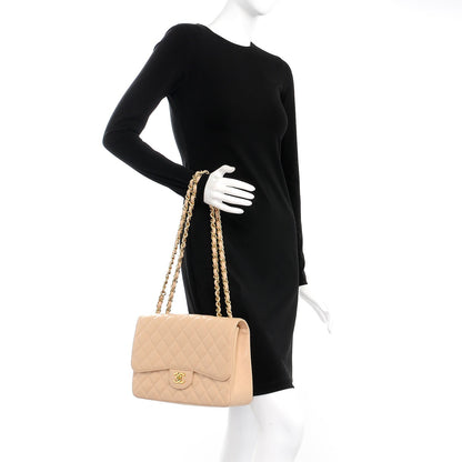 Chanel Caviar Quilted Jumbo Single Flap Beige Clair 3 of 9